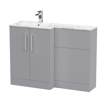 Roxbury Deco Fluted 1100 Grey Bathroom Combination Suite Unit with Carrera Marble Basin