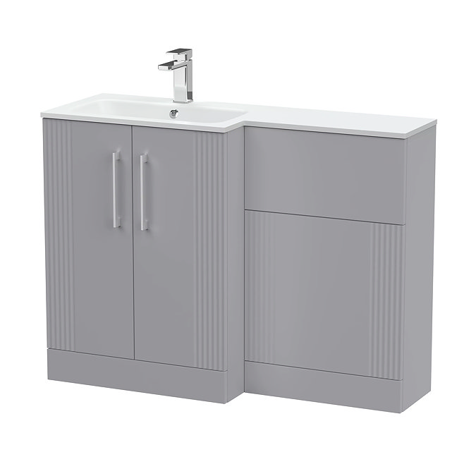 Roxbury Deco Fluted 1100 Grey Bathroom Combination Suite Unit with White Stone Basin