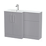 Roxbury Deco Fluted 1100 Grey Bathroom Combination Suite Unit with White Stone Basin