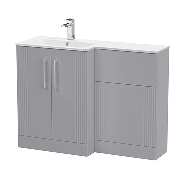 Roxbury Deco Fluted 1100 Grey Bathroom Combination Suite Unit with White Stone Basin