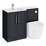 Roxbury Deco Fluted 1100mm Anthracite Combination Unit with Carrera Marble Basin, Round Pan & Chrome Flush