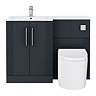 Roxbury Deco Fluted 1100mm Anthracite Combination Unit with Matt White Stone Basin, Round Pan & Chrome Flush
