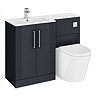 Roxbury Deco Fluted 1100mm Anthracite Combination Unit with Matt White Stone Basin, Round Pan & Chrome Flush