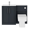 Roxbury Deco Fluted 1100mm Anthracite Combination Unit with Matt White Stone Basin, Square Pan & Chrome Flush