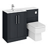 Roxbury Deco Fluted 1100mm Anthracite Combination Unit with Matt White Stone Basin, Square Pan & Chrome Flush