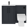 Roxbury Deco Fluted 1100mm Anthracite Combination Unit with White Stone Basin - Black Handles & Flush, Square Pan