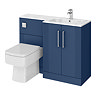 Roxbury Deco Fluted 1100mm Blue Combination Unit with Carrera Marble Basin, Square Pan & Chrome Flush