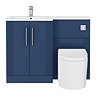 Roxbury Deco Fluted 1100mm Blue Combination Unit with Matt White Stone Basin, Round Pan & Chrome Flush