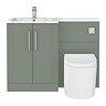 Roxbury Deco Fluted 1100mm Green Combination Unit with Carrera Marble Basin, Round Pan & Chrome Flush