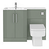 Roxbury Deco Fluted 1100mm Green Combination Unit with Carrera Marble Basin, Square Pan & Chrome Flush