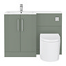 Roxbury Deco Fluted 1100mm Green Combination Unit with Matt White Stone Basin, Round Pan & Chrome Flush