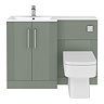 Roxbury Deco Fluted 1100mm Green Combination Unit with Matt White Stone Basin, Square Pan & Chrome Flush