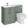 Roxbury Deco Fluted 1100mm Green Combination Unit with Matt White Stone Basin, Square Pan & Chrome Flush
