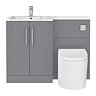 Roxbury Deco Fluted 1100mm Grey Combination Unit with Carrera Marble Basin, Round Pan & Chrome Flush