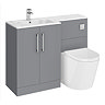Roxbury Deco Fluted 1100mm Grey Combination Unit with Carrera Marble Basin, Round Pan & Chrome Flush