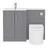 Roxbury Deco Fluted 1100mm Grey Combination Unit with Matt White Stone Basin, Round Pan & Chrome Flush