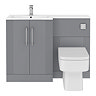 Roxbury Deco Fluted 1100mm Grey Combination Unit with Matt White Stone Basin, Square Pan & Chrome Flush