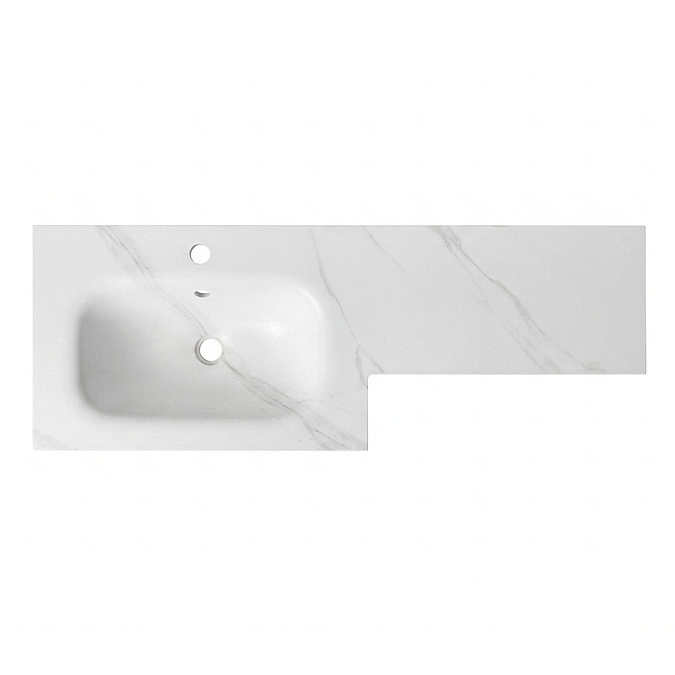 Roxbury Deco Fluted 1100mm White Combination Unit with Carrera Marble Basin, Round Pan & Chrome Flush