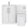 Roxbury Deco Fluted 1100mm White Combination Unit with Carrera Marble Basin, Round Pan & Chrome Flush