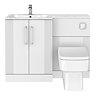 Roxbury Deco Fluted 1100mm White Combination Unit with Carrera Marble Basin, Square Pan & Chrome Flush
