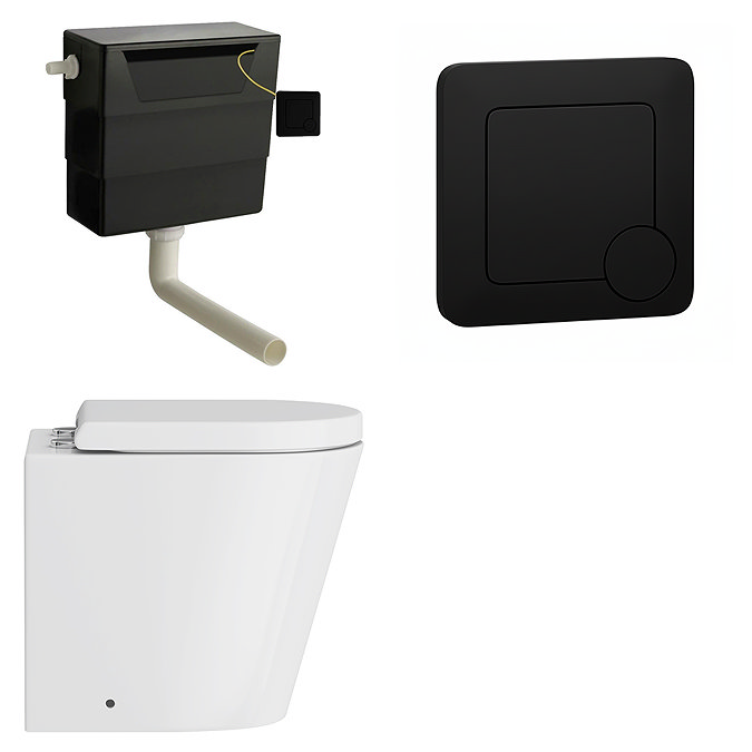 Roxbury Deco Fluted 1100mm White Combination Unit with Matt White Stone Basin - Black Handles & Flush, Round Pan