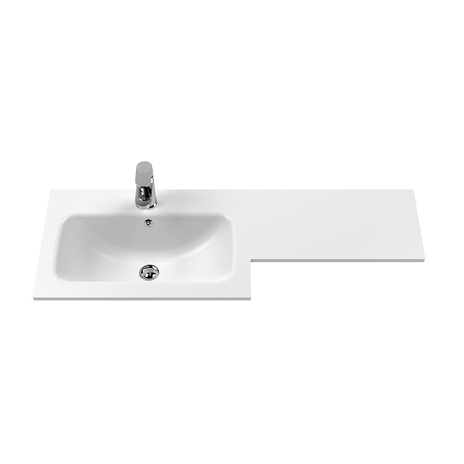 Roxbury Deco Fluted 1100mm White Combination Unit with Matt White Stone Basin, Round Pan & Chrome Flush