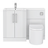 Roxbury Deco Fluted 1100mm White Combination Unit with Matt White Stone Basin, Round Pan & Chrome Flush