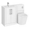 Roxbury Deco Fluted 1100mm White Combination Unit with Matt White Stone Basin, Round Pan & Chrome Flush