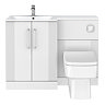 Roxbury Deco Fluted 1100mm White Combination Unit with Matt White Stone Basin, Square Pan & Chrome Flush