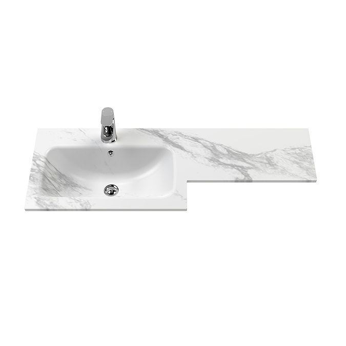 Roxbury Deco Fluted 1100 White Bathroom Combination Suite Unit with Carrera Marble Basin