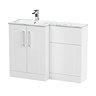 Roxbury Deco Fluted 1100 White Bathroom Combination Suite Unit with Carrera Marble Basin