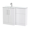 Roxbury Deco Fluted 1100 White Bathroom Combination Suite Unit with Matt White Stone Basin