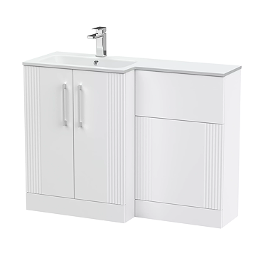 Roxbury Deco Fluted 1100 White Bathroom Combination Suite Unit with Matt White Stone Basin