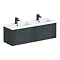 Roxbury Deco Fluted 1200mm Anthracite Grey Double Basin Vanity Unit - 2 Drawer Unit with Matt Black Handles