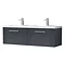 Roxbury Deco Fluted 1200mm Anthracite Grey Double Basin Vanity Unit - 2 Drawer Unit with Chrome Handles