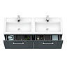 Roxbury Deco Fluted 1200mm Anthracite Grey Double Basin Vanity Unit - 2 Drawer Unit with Chrome Handles