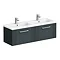 Roxbury Deco Fluted 1200mm Anthracite Grey Double Basin Vanity Unit - 2 Drawer Unit with Chrome Handles