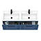 Roxbury Deco Fluted 1200mm Blue Double Basin Vanity Unit - 2 Drawer Unit with Matt Black Handles