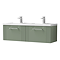 Roxbury Deco Fluted 1200mm Green Double Basin Vanity Unit - 2 Drawer Unit with Chrome Handles
