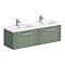 Roxbury Deco Fluted 1200mm Green Double Basin Vanity Unit - 2 Drawer Unit with Chrome Handles