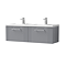 Roxbury Deco Fluted 1200mm Grey Double Basin Vanity Unit - 2-Drawer Unit with Chrome Handles