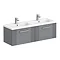 Roxbury Deco Fluted 1200mm Grey Double Basin Vanity Unit - 2-Drawer Unit with Chrome Handles