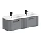 Roxbury Deco Fluted 1200mm Grey Double Basin Vanity Unit - 2 Drawer Unit with Matt Black Handles