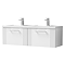 Roxbury Deco Fluted 1200mm White Double Basin Vanity Unit - 2 Drawer Unit with Chrome Handles
