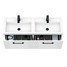 Roxbury Deco Fluted 1200mm White Double Basin Vanity Unit - 2 Drawer Unit with Matt Black Handles