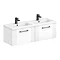 Roxbury Deco Fluted 1200mm White Double Basin Vanity Unit - 2 Drawer Unit with Matt Black Handles