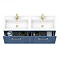 Roxbury Deco Fluted 1200mm Blue Double Basin Vanity Unit - 2 Drawer Unit with Brushed Brass Handles