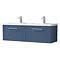 Roxbury Deco Fluted 1200mm Blue Double Basin Vanity Unit - 2-Drawer Unit with Chrome Handles