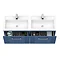 Roxbury Deco Fluted 1200mm Blue Double Basin Vanity Unit - 2-Drawer Unit with Chrome Handles