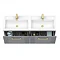 Roxbury Deco Fluted 1200mm Grey Double Basin Vanity Unit - Wall Hung 2 Drawer Unit with Brushed Brass Handles